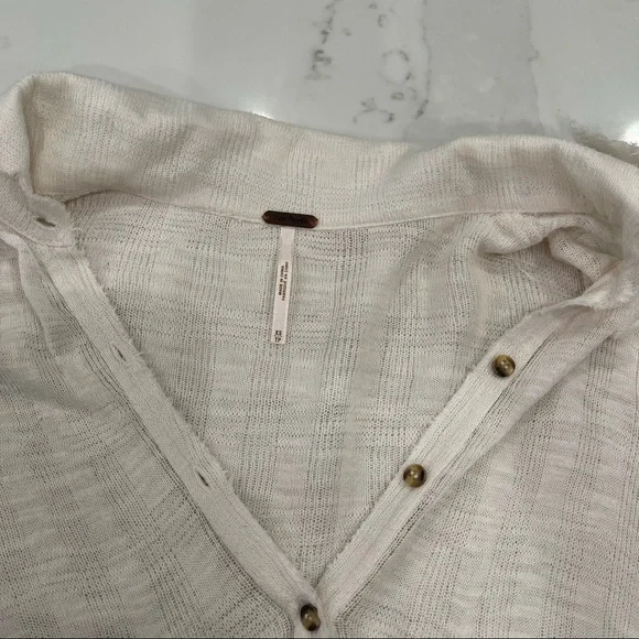 Free People cream long sleeve button down top - Picture 8 of 14